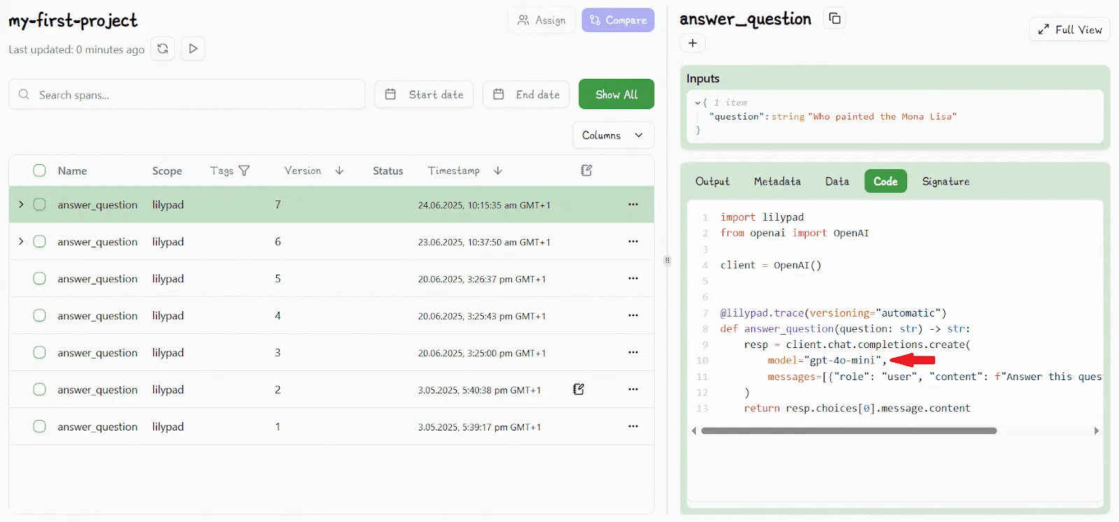 Lilypad Answer Question v7 Trace