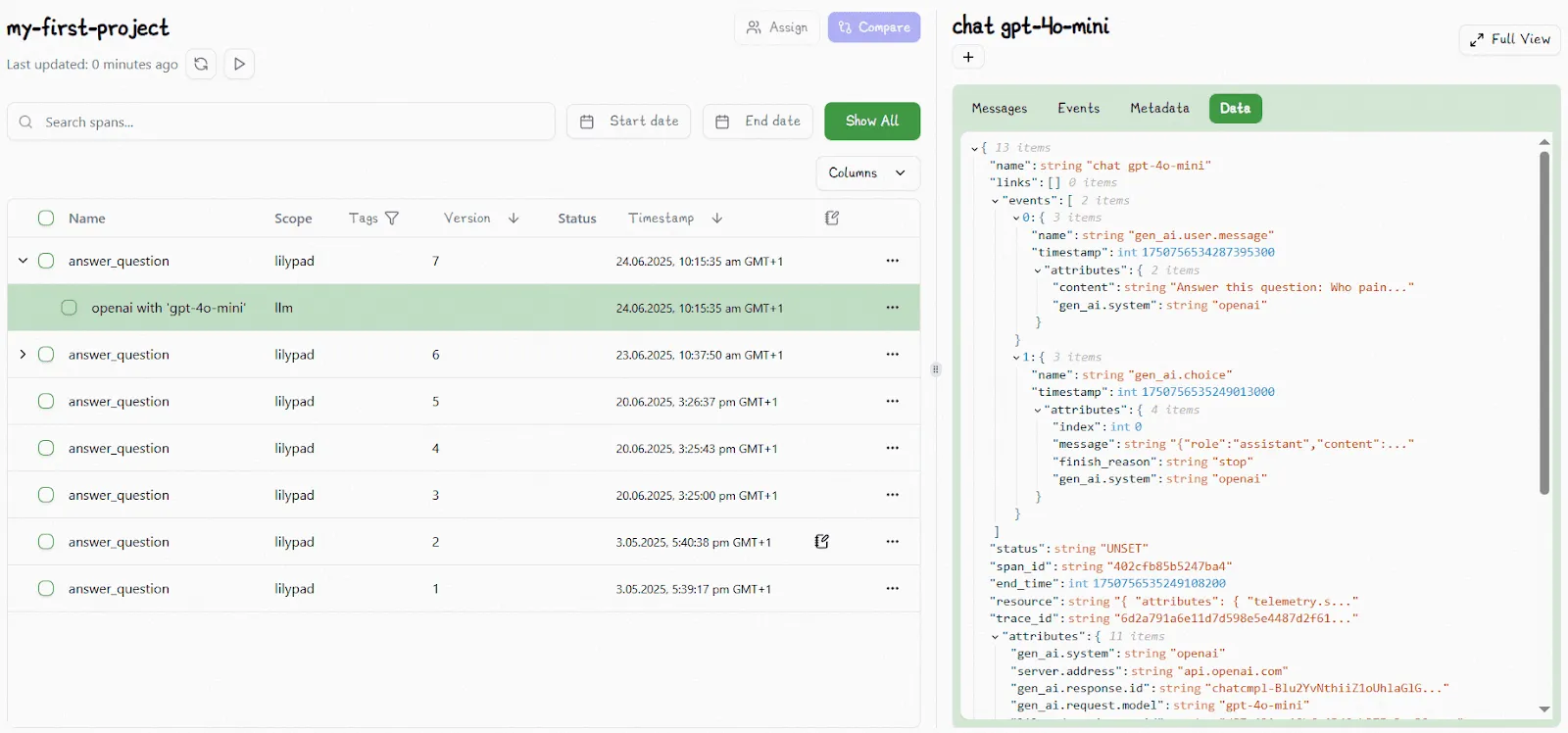 Lilypad Nested OpenTelemetry Span